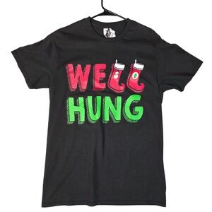 Rue21 Mens Well Hung Christmas Stocking Graphic T-Shirt Black Medium 33767